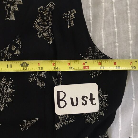 Vintage 90s All That Jazz Black Sleeveless Geometric Print Wide Leg Jumpsuit M/L - Picture 5 of 8